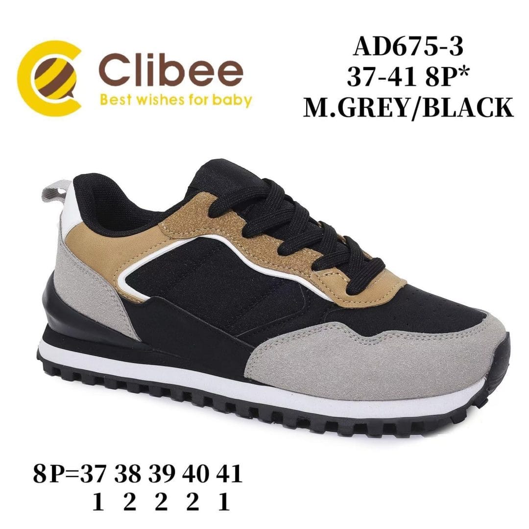 Clibee AD675-3 M.Grey/Black 37-41