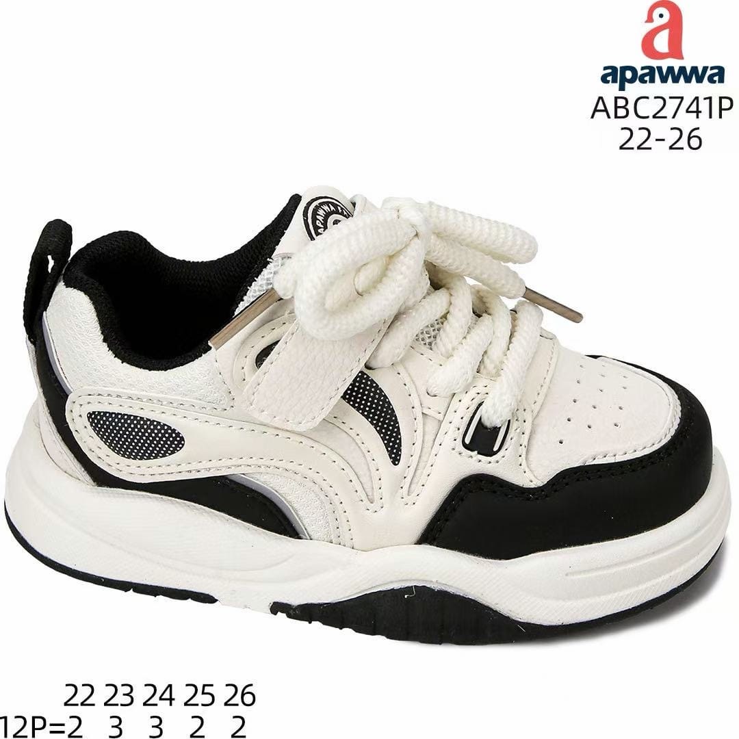 Apawwa ABC2741P White/Black кросівки дитячі оптом розміри 22-26