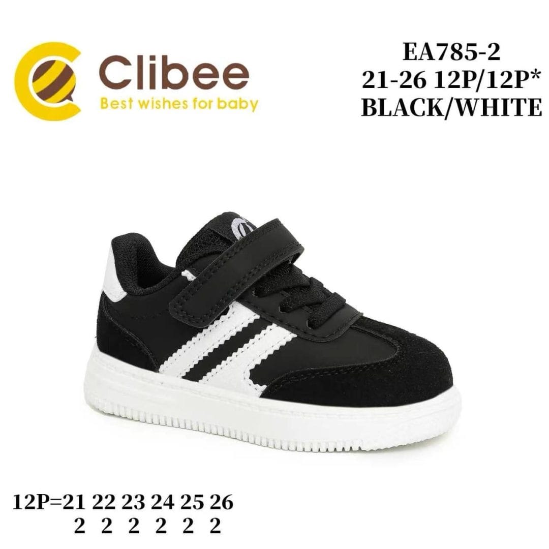 Clibee EA785 Black/White кросівки для хлопчиків оптом розміри 21-26