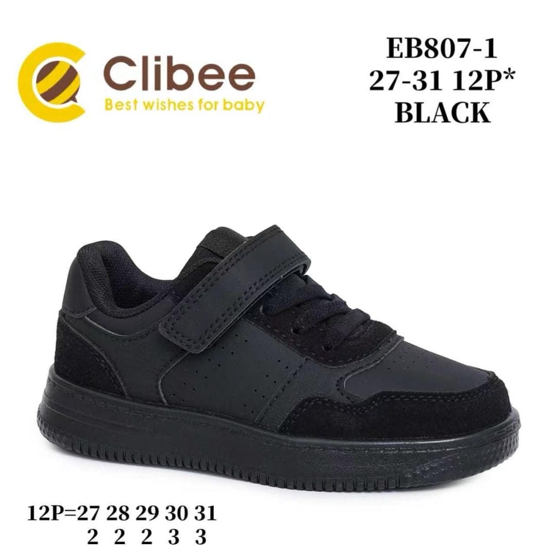 Clibee EB807 Black кросівки для хлопчиків оптом розміри 27-31