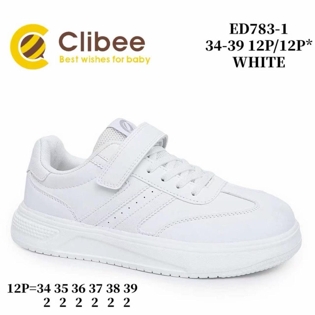 Clibee ED783 White кросівки дитячі оптом розміри 34-39