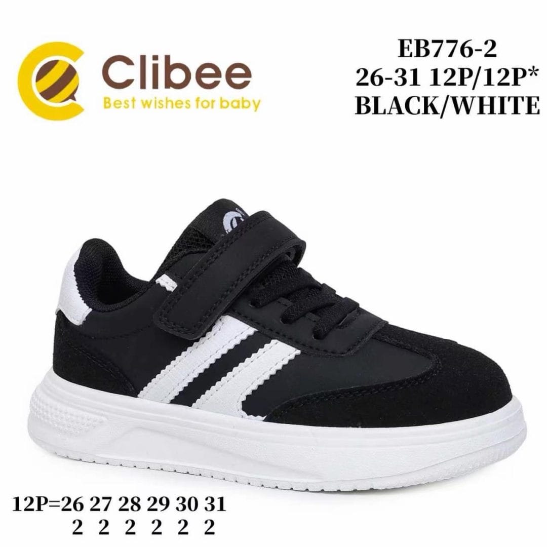 Clibee EB776 Black/White кросівки для хлопчиків оптом розміри 26-31