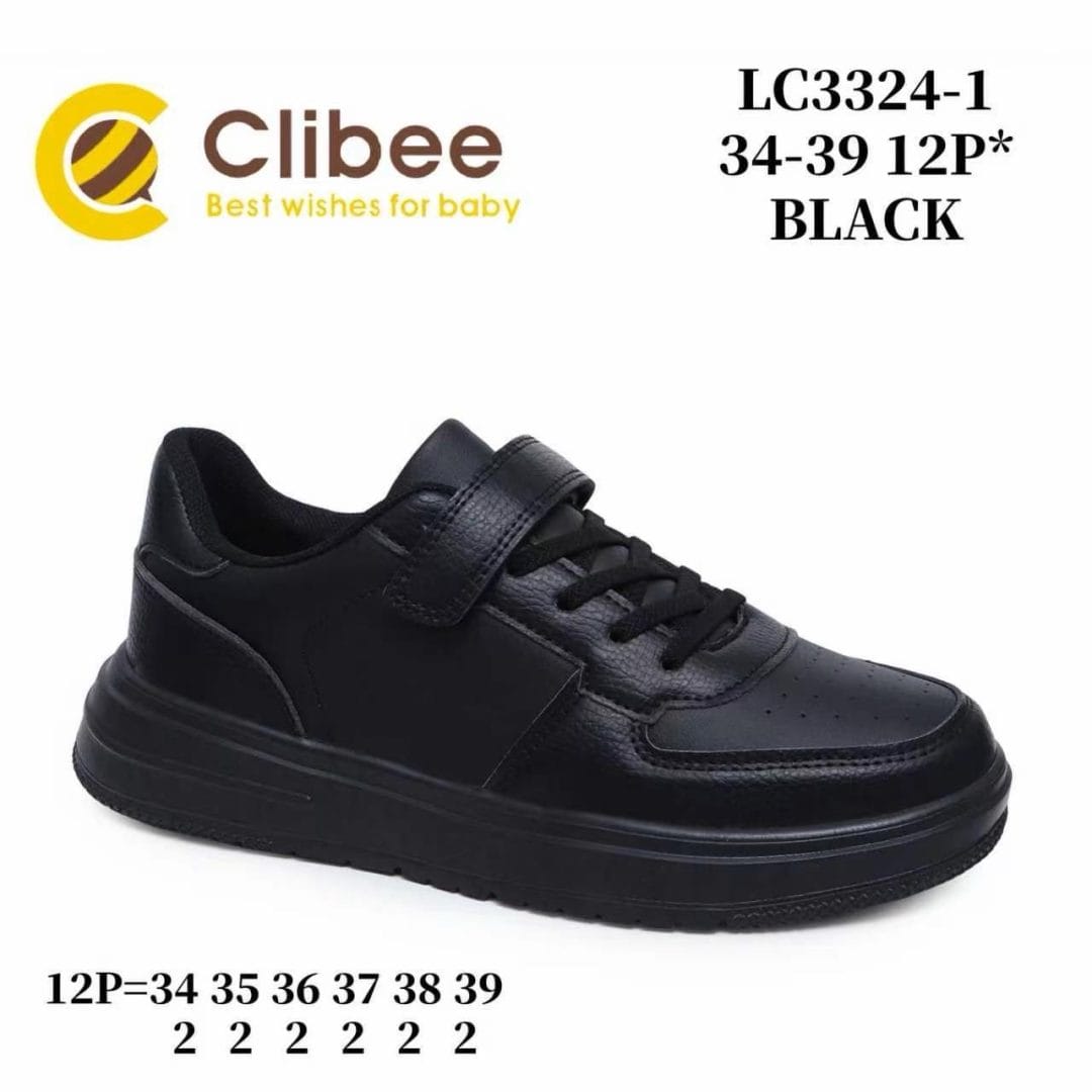 Clibee LC3324 Black кросівки для хлопчиків оптом розміри 34-39