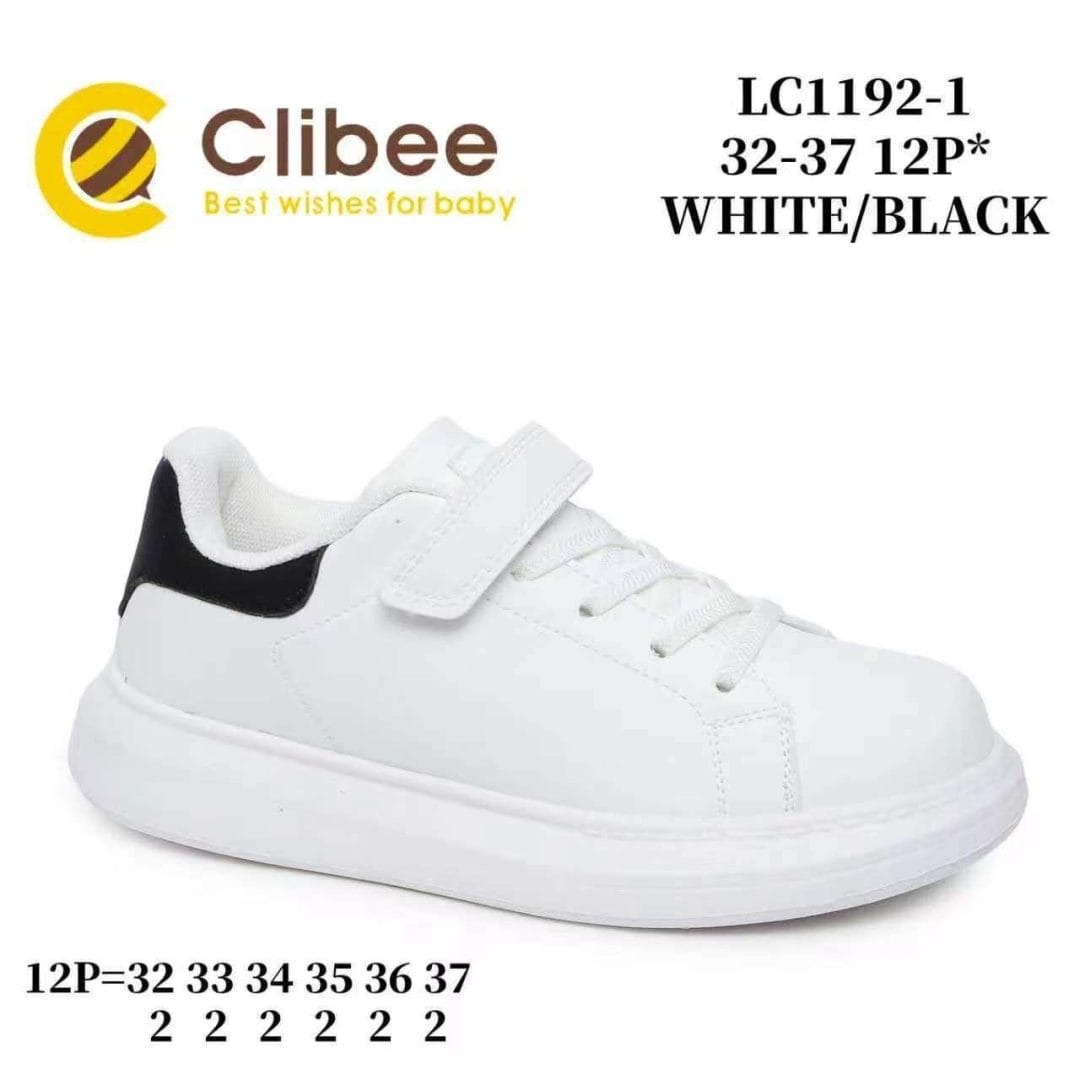 Clibee LC1192 White/Black кросівки дитячі оптом розміри 32-37
