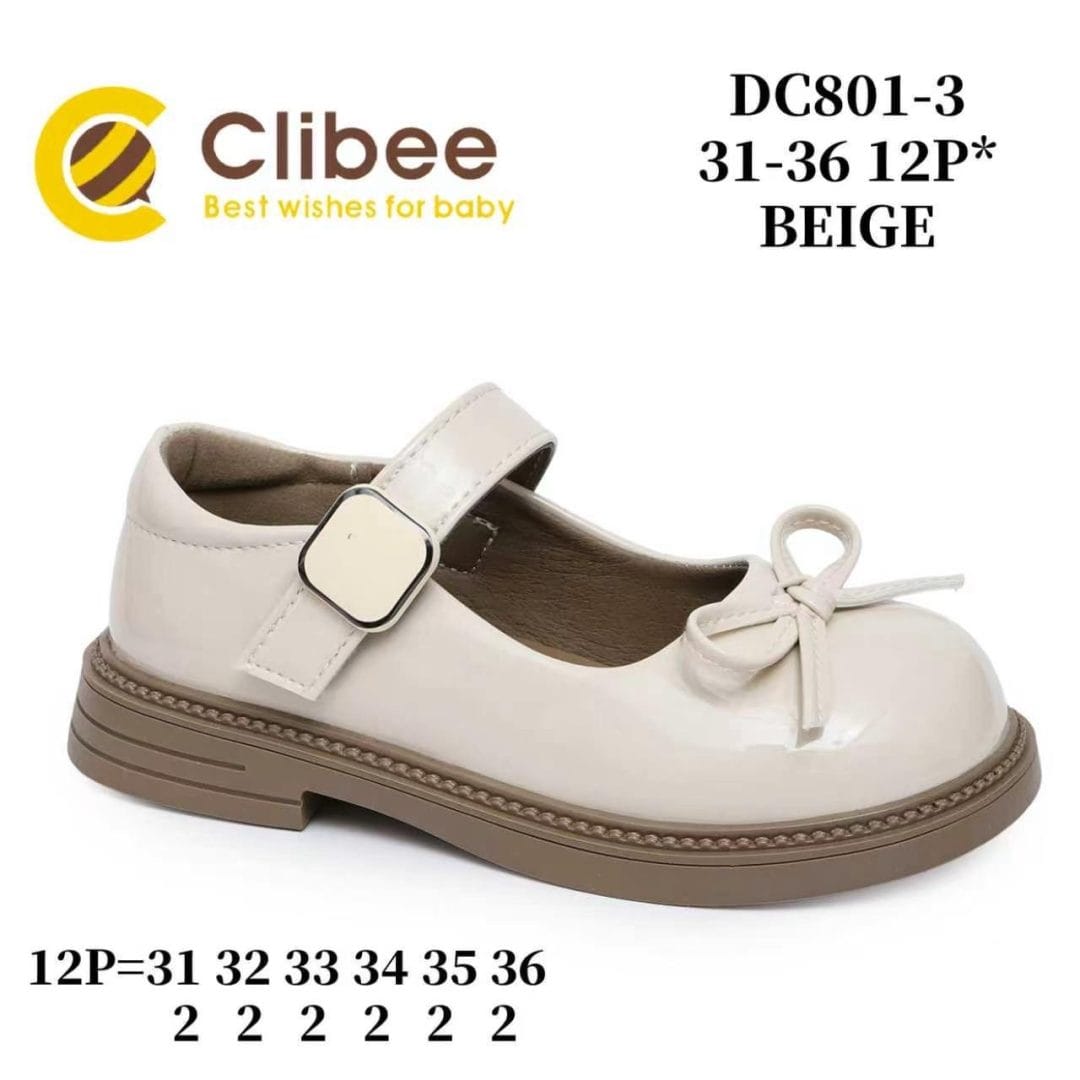 Clibee DC801 Beige туфлі для дівчаток оптом розміри 31-36