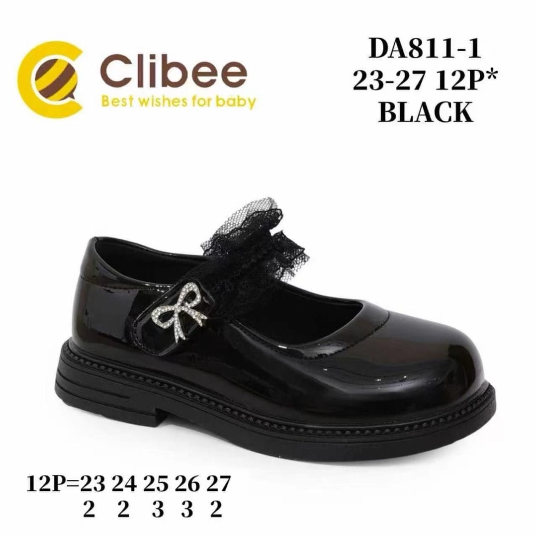 Clibee DA811 Black туфлі для дівчаток оптом розміри 23-27