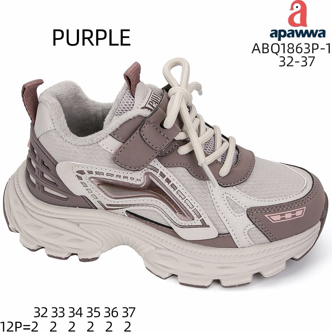 Дитячі кросівки Apawwa ABQ1863 фіолетового кольору для дівчаток, розміри 32-37.