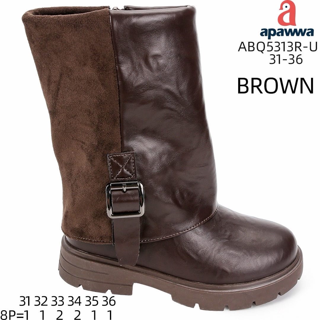 Дитячі черевики Apawwa ABQ5313R коричневого кольору для дівчаток, розміри 31-36.