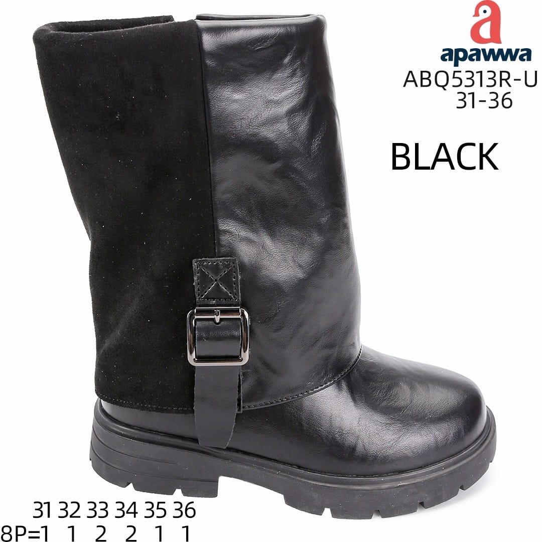 Дитячі черевики Apawwa ABQ5313R чорного кольору для дівчаток, розміри 31-36.