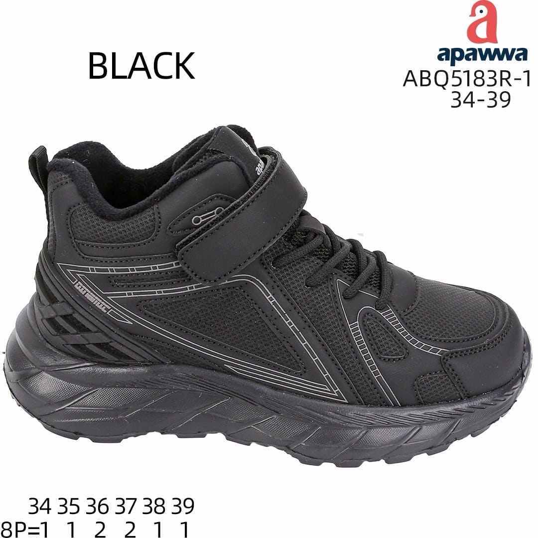Дитячі хайтопи Apawwa ABQ5183R чорного кольору для хлопчиків, розміри 26-31.