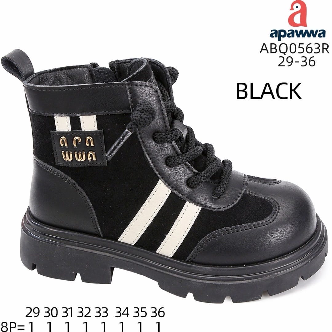Дитячі черевики Apawwa ABQ0563R чорного кольору для дівчаток, розміри 29-36.