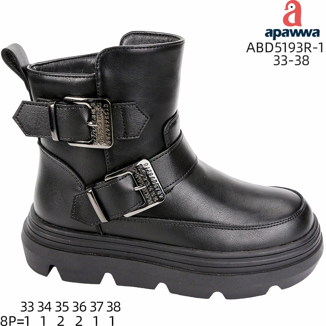 Дитячі черевики Apawwa ABD5193R чорного кольору для дівчаток, розміри 33-38