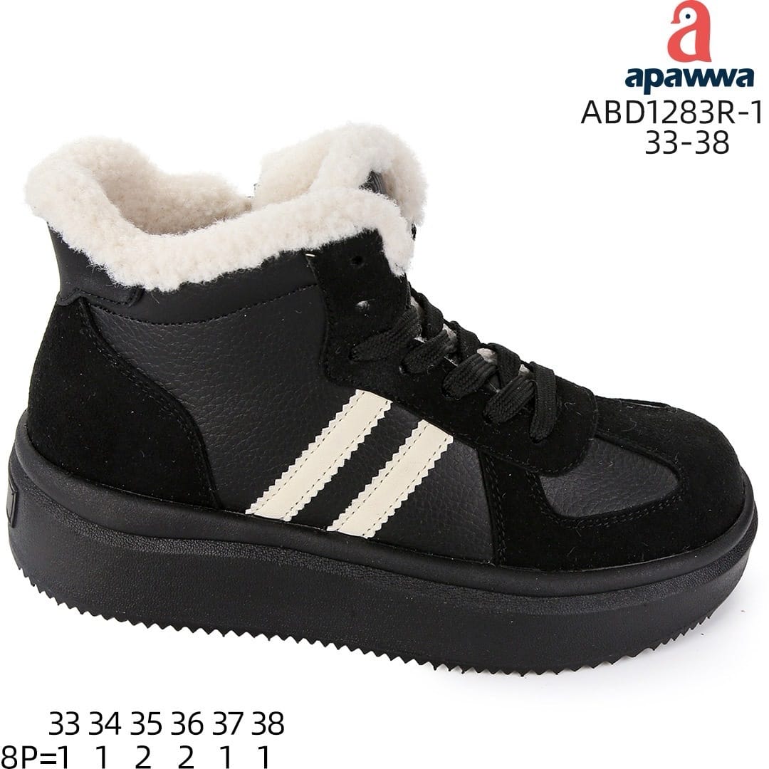 Дитячі хайтопи Apawwa ABD1283R-1 чорного кольору для дівчаток, розміри 33-38.